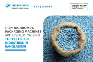 Nichrome fertilizer packaging machine filling and sealing fertilizer bags in Bangladesh