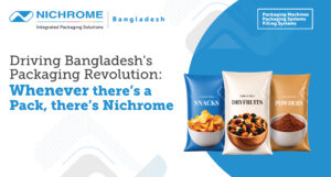 Nichrome Bangladesh packaging solutions featuring stand-up pouches for snacks, dry fruits, and powders with advanced packaging machines and filling systems.