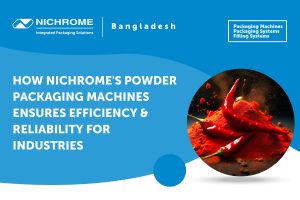 Nichrome powder packaging machine in operation, filling and sealing pouches in Bangladesh